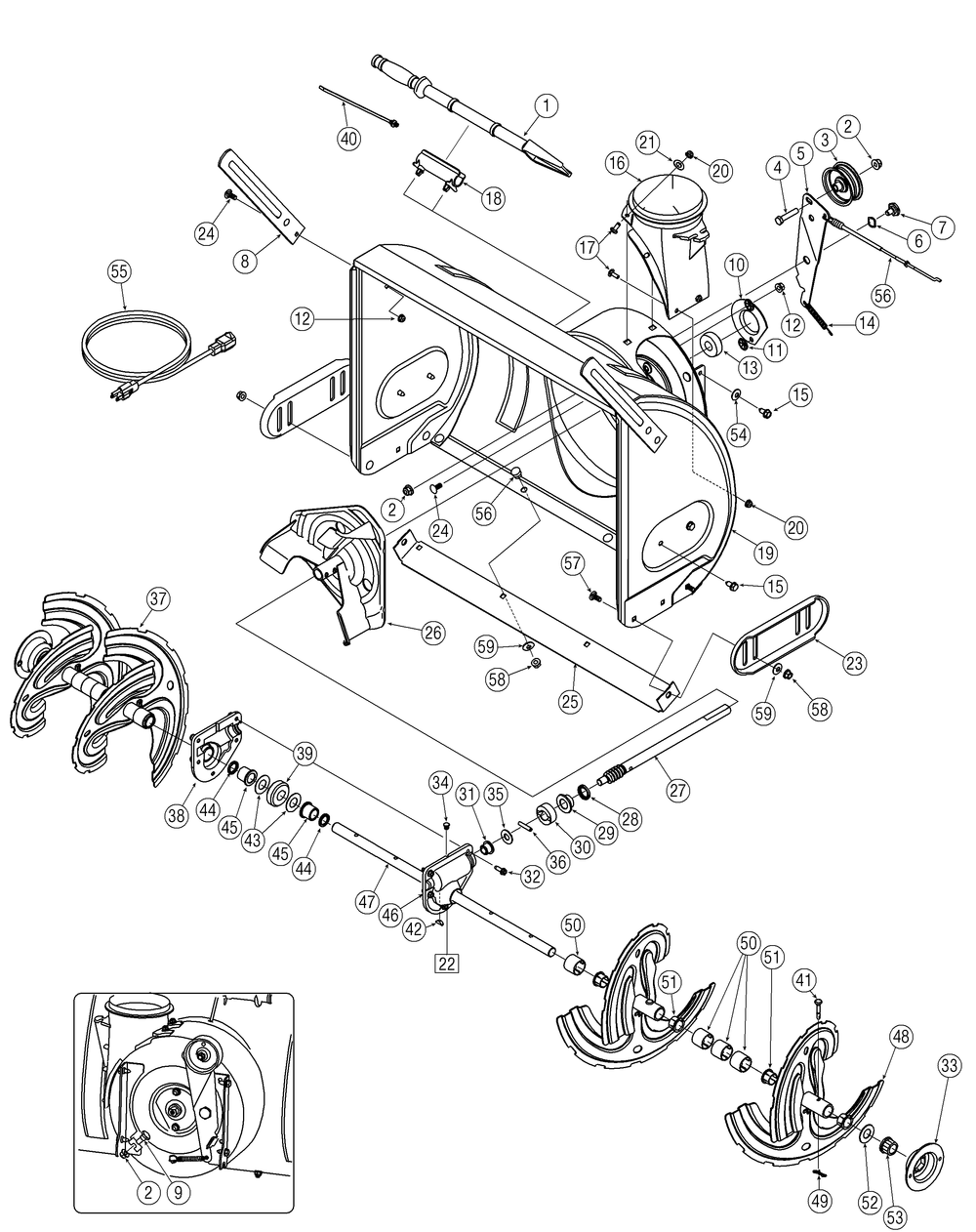 Chute Assembly Diagram and Parts List for 528SWE (31AH5LKG710)(2005) Cub Cadet Snow Blower